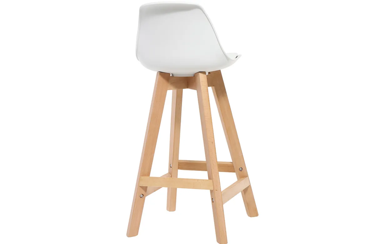 Tabourets de bar scandinaves blanc et bois 65 cm (lot de 2) MINI PAULINE