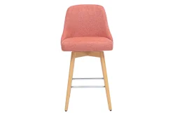 Tabourets de bar scandinaves pivotants 360° en tissu effet velours texturé terracotta et bois hêtre massif H65 cm (lot de 2) HASTA