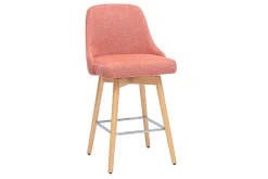 Tabourets de bar scandinaves pivotants 360° en tissu effet velours texturé terracotta et bois hêtre massif H65 cm (lot de 2) HASTA