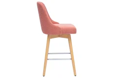 Tabourets de bar scandinaves pivotants 360° en tissu effet velours texturé terracotta et bois hêtre massif H65 cm (lot de 2) HASTA