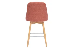Tabourets de bar scandinaves pivotants 360° en tissu effet velours texturé terracotta et bois hêtre massif H65 cm (lot de 2) HASTA