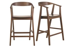 Tabourets de bar scandinaves en bois foncé H66.5 cm (lot de 2) BAHIA