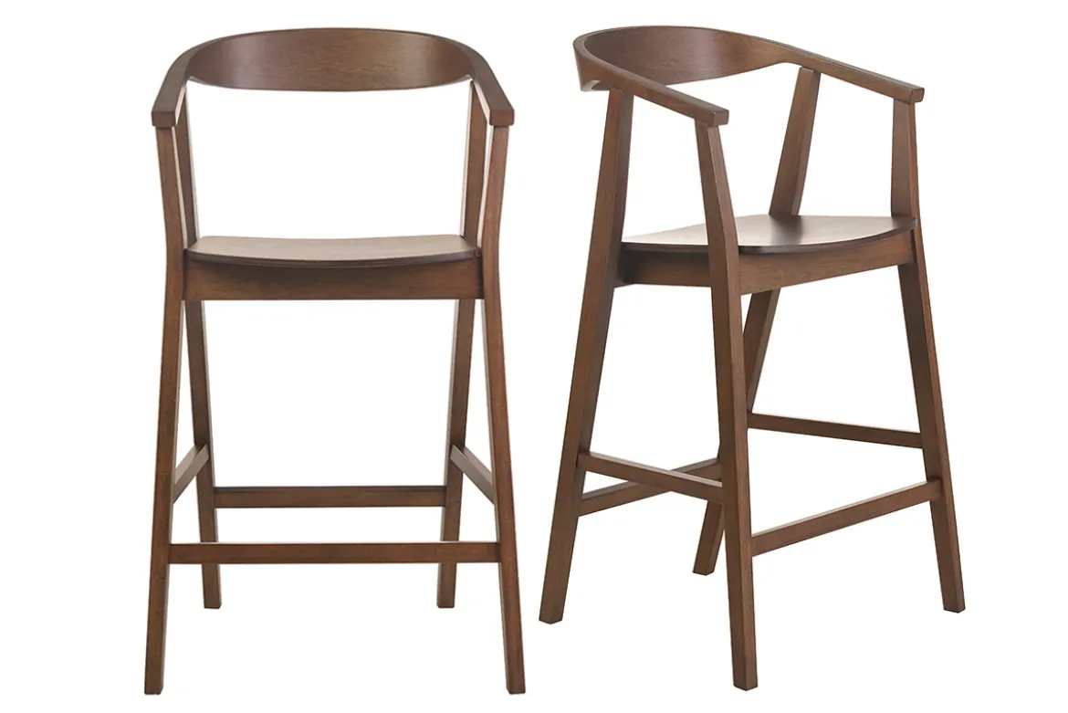 Tabourets de bar scandinaves en bois foncé H66.5 cm (lot de 2) BAHIA