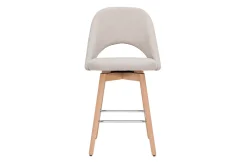 Tabourets de bar scandinaves tissu effet velours texturé beige et hévéa massif 65 cm (lot de 2) COSETTE