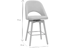 Tabourets de bar scandinaves tissu effet velours texturé beige et hévéa massif 65 cm (lot de 2) COSETTE