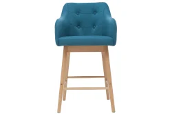 Tabourets de bar scandinaves bleu canard et bois H65 cm (lot de 2) BALTIK