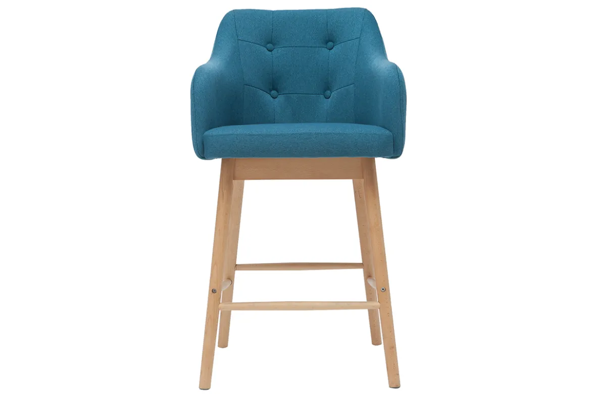 Tabourets de bar scandinaves bleu canard et bois H65 cm (lot de 2) BALTIK