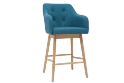 Tabourets de bar scandinaves bleu canard et bois H65 cm (lot de 2) BALTIK