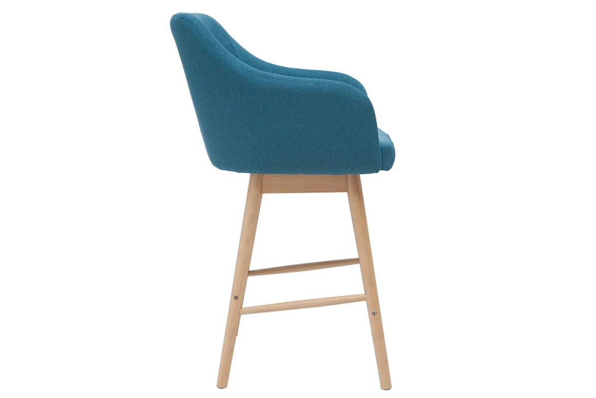 Tabourets de bar scandinaves bleu canard et bois H65 cm (lot de 2) BALTIK