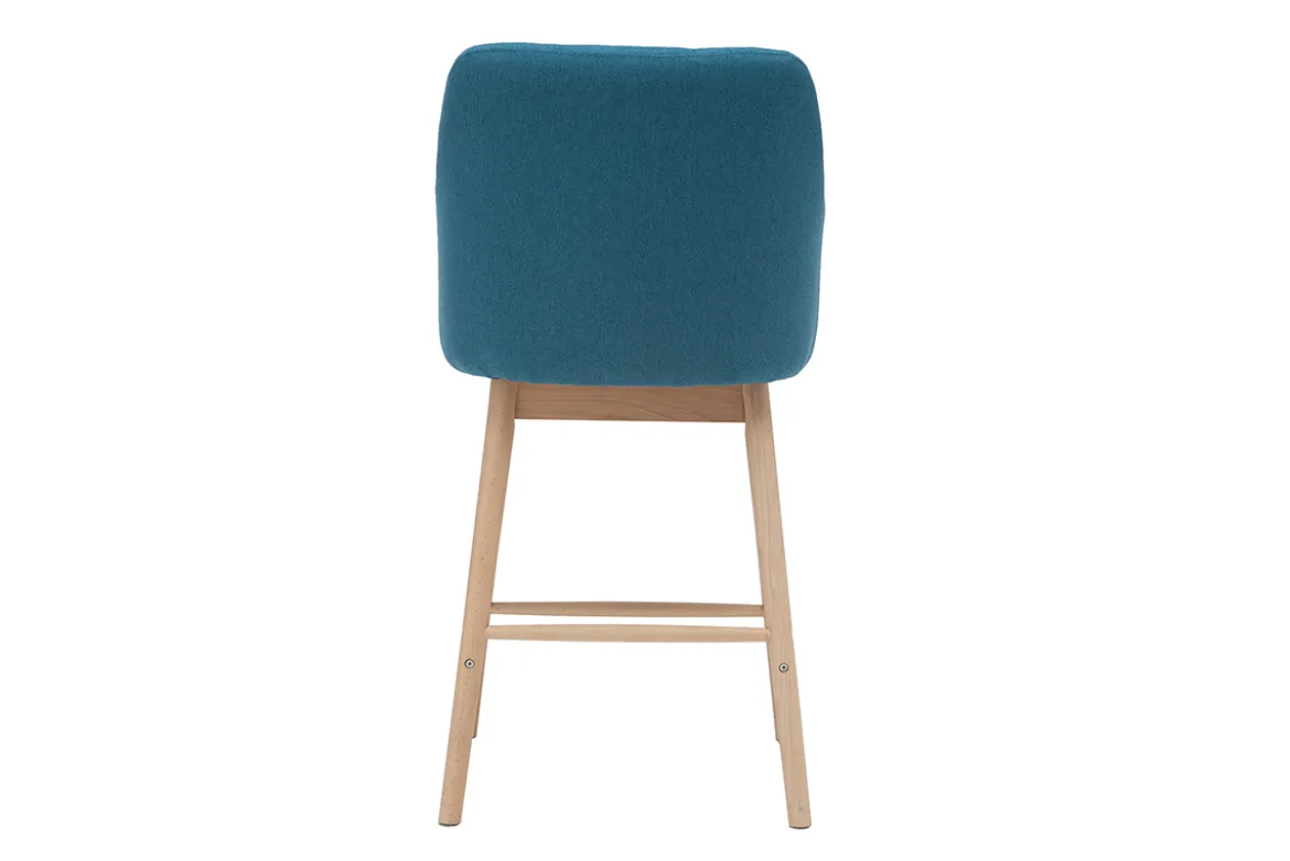 Tabourets de bar scandinaves bleu canard et bois H65 cm (lot de 2) BALTIK