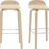 Tabourets de bar scandinaves bois chêne H68 cm (lot de 2) OBRA