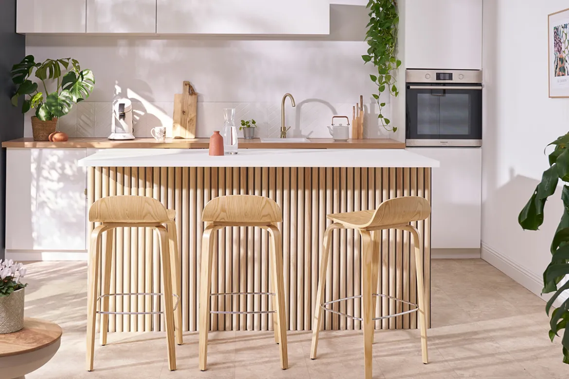 Tabourets de bar scandinaves bois chêne H68 cm (lot de 2) OBRA