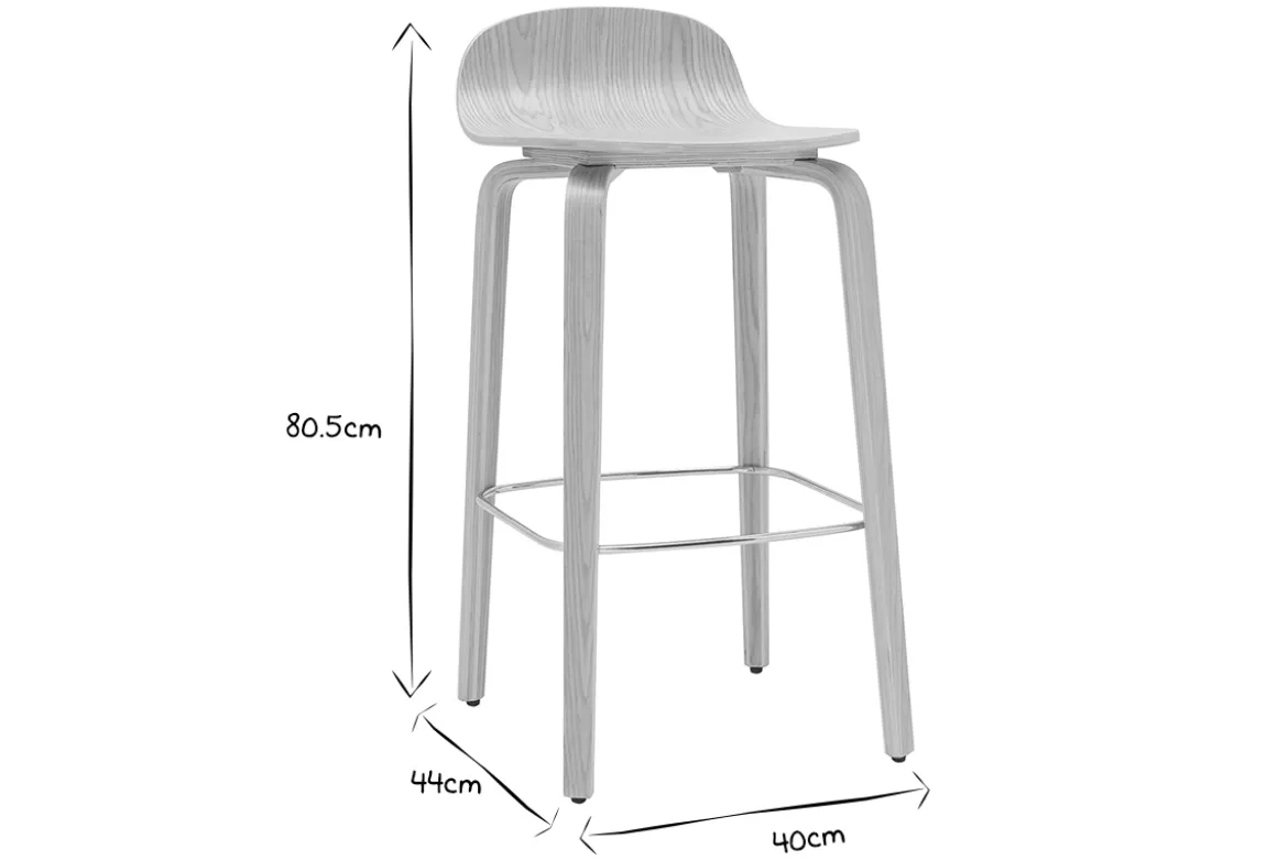Tabourets de bar scandinaves bois chêne H68 cm (lot de 2) OBRA