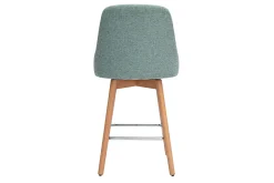 Tabourets de bar scandinaves pivotants 360° en tissu effet velours texturé vert céladon et bois hêtre massif H65 cm (lot de 2) HASTA