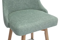 Tabourets de bar scandinaves pivotants 360° en tissu effet velours texturé vert céladon et bois hêtre massif H65 cm (lot de 2) HASTA