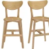Tabourets de bar scandinaves finition chêne H65 cm (lot de 2) LEENA