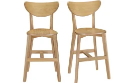 Tabourets de bar scandinaves finition chêne H65 cm (lot de 2) LEENA