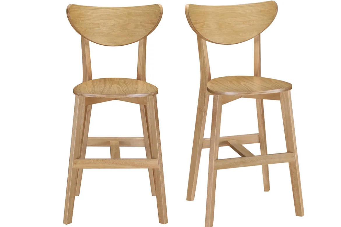 Tabourets de bar scandinaves finition chêne H65 cm (lot de 2) LEENA