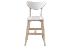 Tabourets de bar scandinaves blanc et bois H65 cm (lot de 2) LEENA