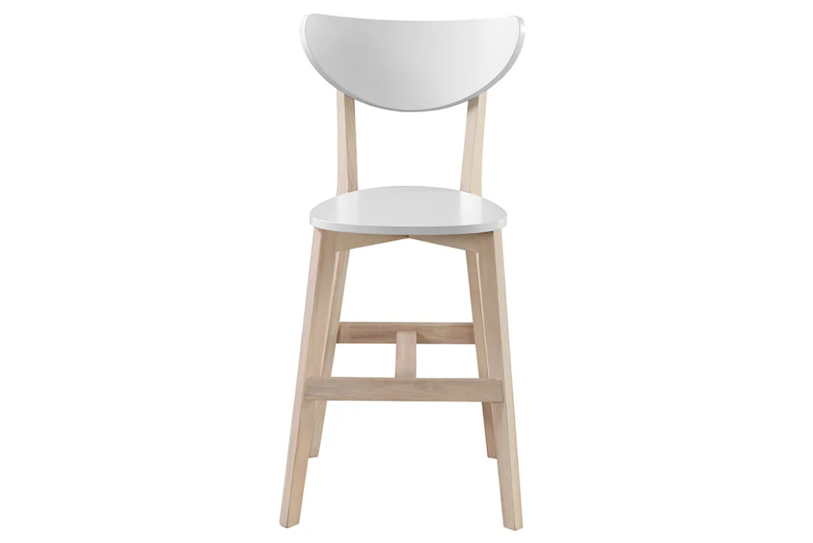 Tabourets de bar scandinaves blanc et bois H65 cm (lot de 2) LEENA