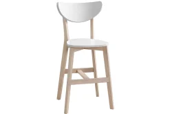 Tabourets de bar scandinaves blanc et bois H65 cm (lot de 2) LEENA