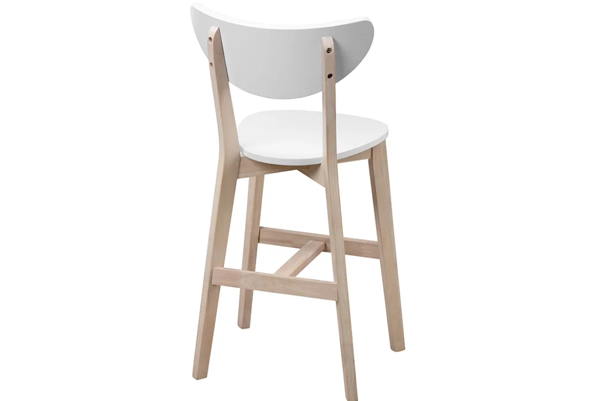 Tabourets de bar scandinaves blanc et bois H65 cm (lot de 2) LEENA