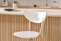 Tabourets de bar scandinaves blanc et bois H65 cm (lot de 2) LEENA