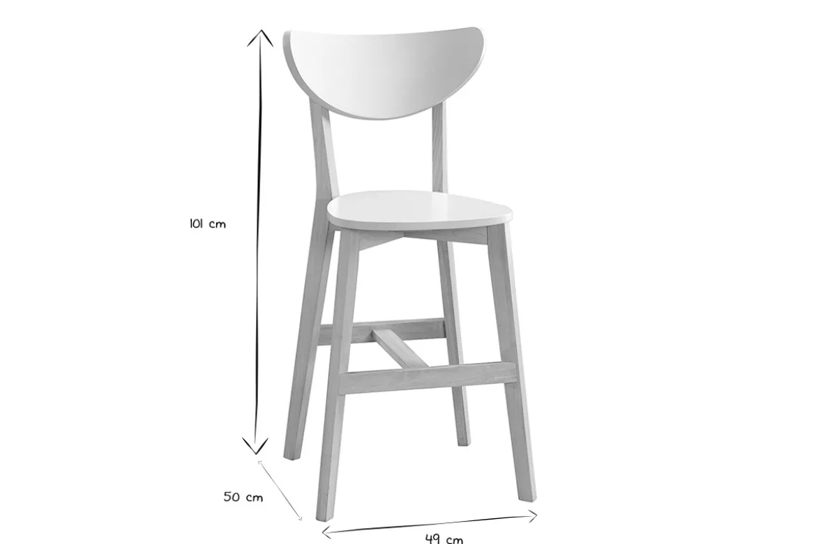 Tabourets de bar scandinaves blanc et bois H65 cm (lot de 2) LEENA