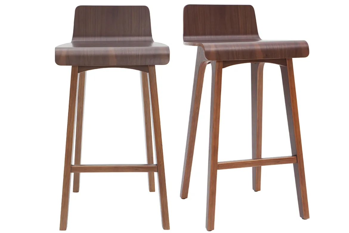 Tabourets de bar scandinaves noyer H65 cm (lot de 2) BALTIK