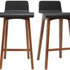 Tabourets de bar scandinaves noyer et noir H65 cm (lot de 2) BALTIK