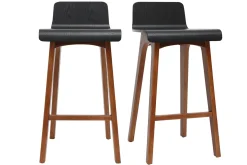 Tabourets de bar scandinaves noyer et noir H65 cm (lot de 2) BALTIK