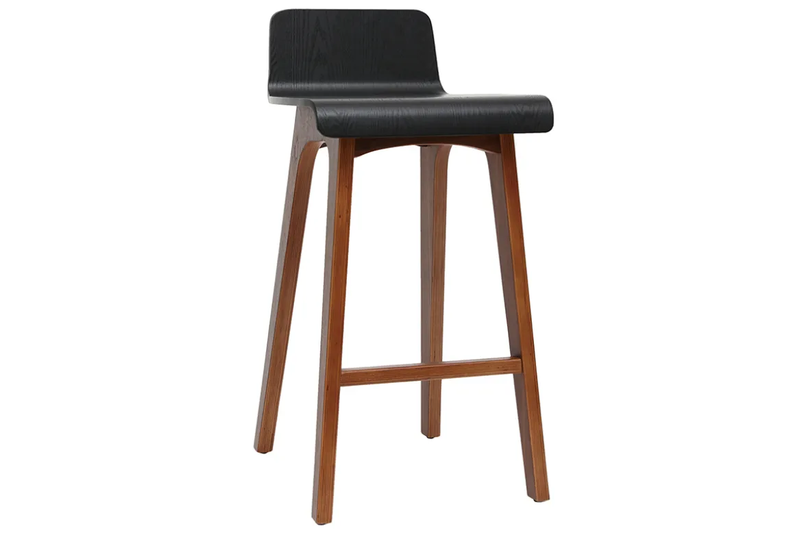 Tabourets de bar scandinaves noyer et noir H65 cm (lot de 2) BALTIK
