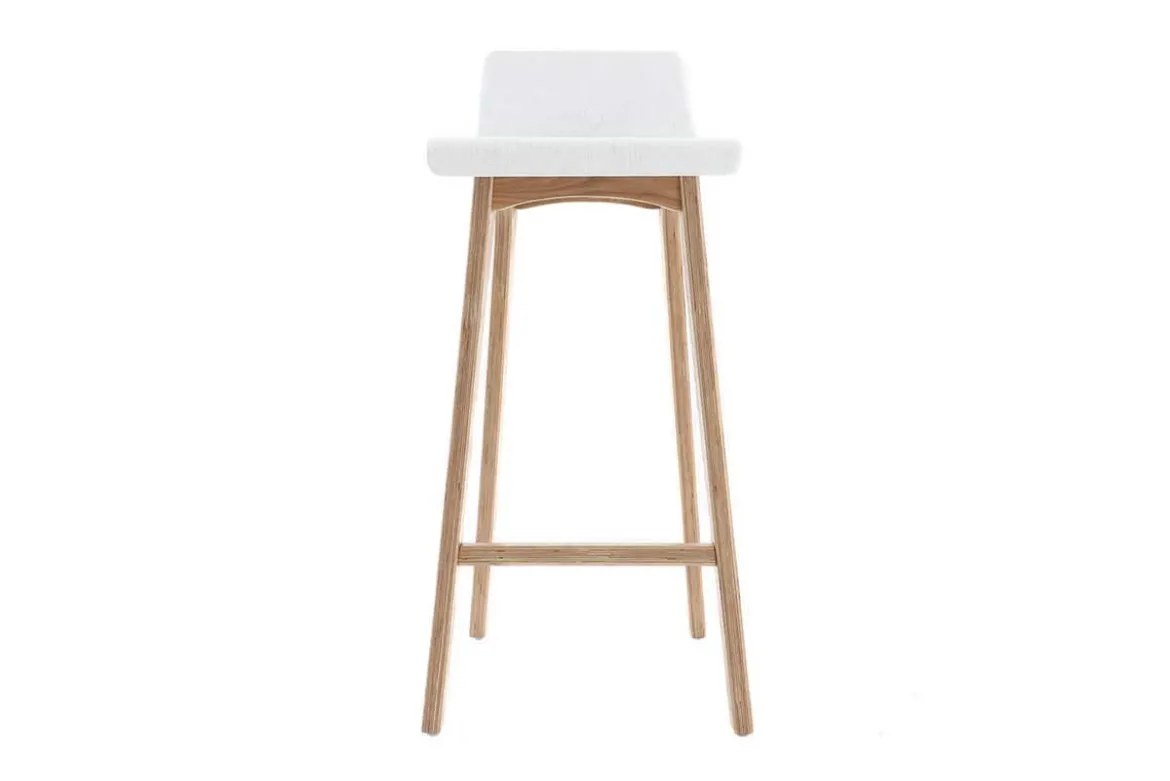 Tabourets de bar scandinaves blancs et bois clair H75 cm (lot de 2) BALTIK
