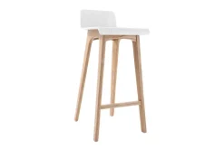 Tabourets de bar scandinaves blancs et bois clair H75 cm (lot de 2) BALTIK