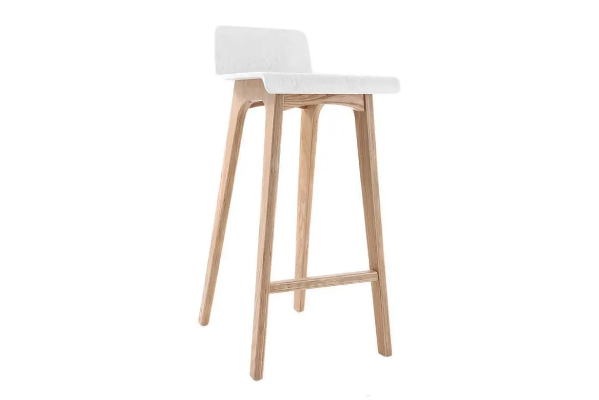 Tabourets de bar scandinaves blancs et bois clair H75 cm (lot de 2) BALTIK