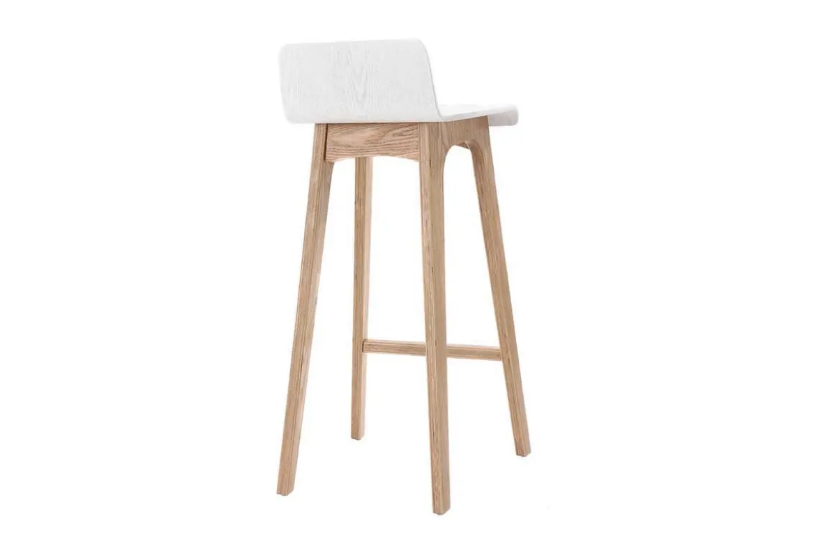 Tabourets de bar scandinaves blancs et bois clair H75 cm (lot de 2) BALTIK
