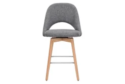 Tabourets de bar scandinaves tissu effet velours texturé gris et hévéa massif 65 cm (lot de 2) COSETTE