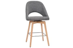 Tabourets de bar scandinaves tissu effet velours texturé gris et hévéa massif 65 cm (lot de 2) COSETTE