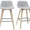 Tabourets de bar scandinaves gris clair et bois H65 cm (lot de 2) NONIE
