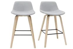 Tabourets de bar scandinaves gris clair et bois H65 cm (lot de 2) NONIE