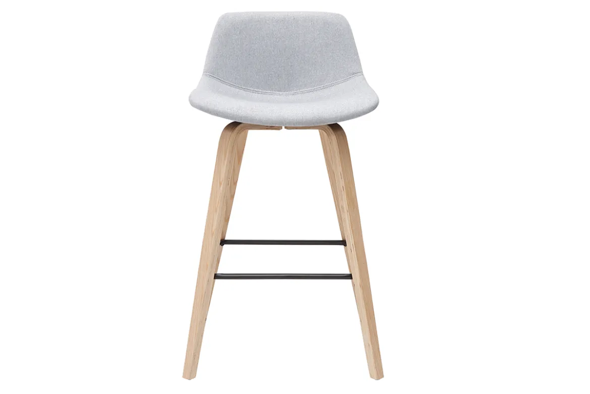 Tabourets de bar scandinaves gris clair et bois H65 cm (lot de 2) NONIE