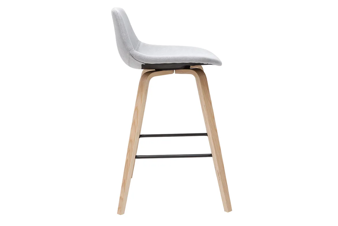 Tabourets de bar scandinaves gris clair et bois H65 cm (lot de 2) NONIE