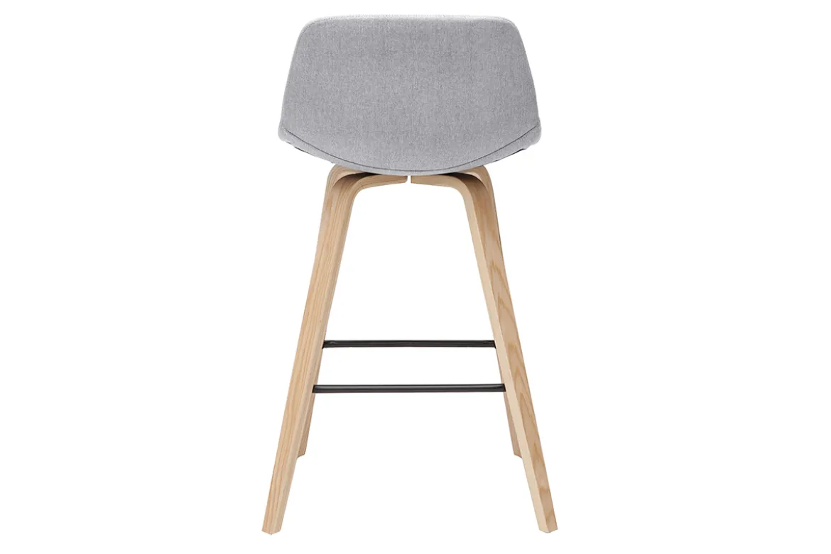 Tabourets de bar scandinaves gris clair et bois H65 cm (lot de 2) NONIE