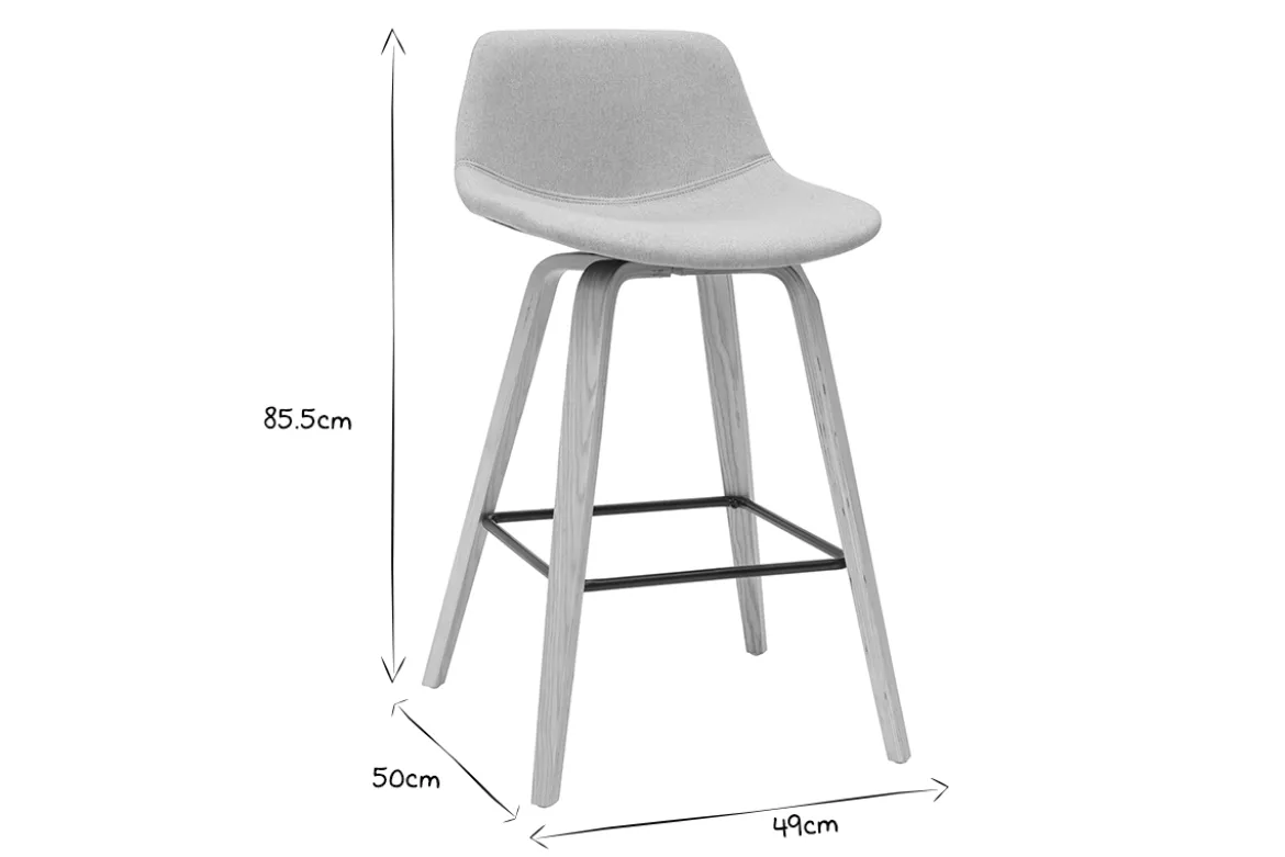 Tabourets de bar scandinaves gris clair et bois H65 cm (lot de 2) NONIE