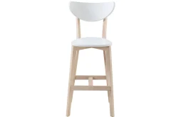 Tabourets de bar scandinaves blanc et bois 75 cm (lot de 2) LEENA