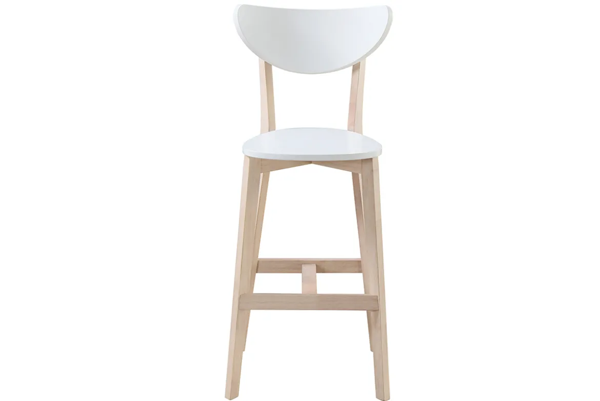 Tabourets de bar scandinaves blanc et bois 75 cm (lot de 2) LEENA