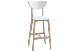 Tabourets de bar scandinaves blanc et bois 75 cm (lot de 2) LEENA