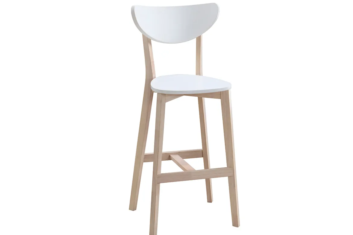 Tabourets de bar scandinaves blanc et bois 75 cm (lot de 2) LEENA