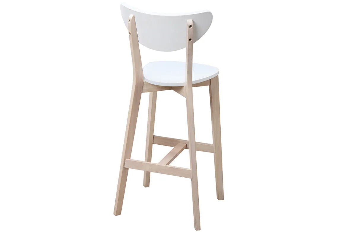 Tabourets de bar scandinaves blanc et bois 75 cm (lot de 2) LEENA
