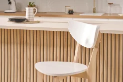 Tabourets de bar scandinaves blanc et bois 75 cm (lot de 2) LEENA